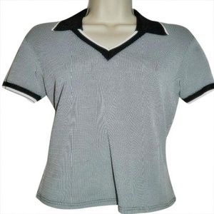 A Line by Anne Klein Polo Shirt Vintage V Neck Top